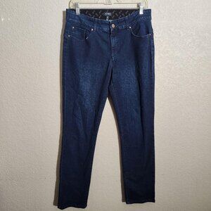 Jones New York Jeans Womens 10 Blue Dark Wash Straight Leg Stretch Denim Pants